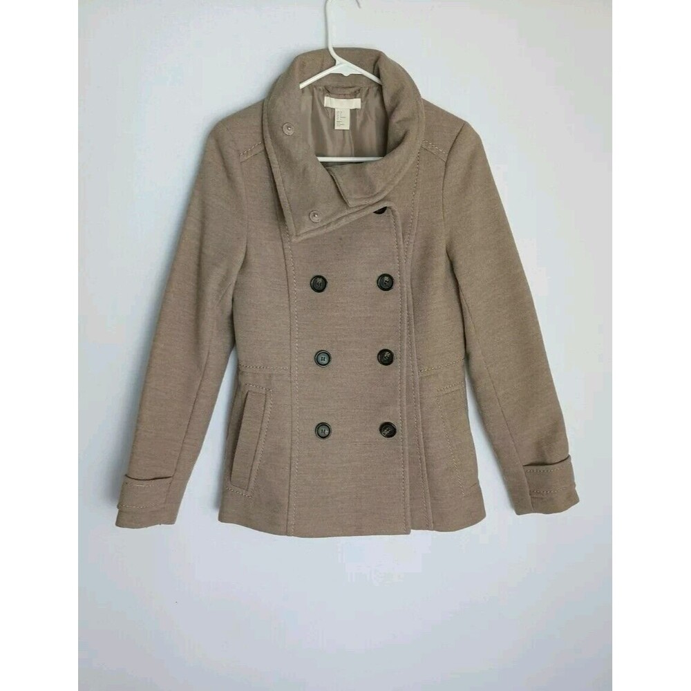 H&M Women's Double Breasted Tan Pea Coat Size 6
